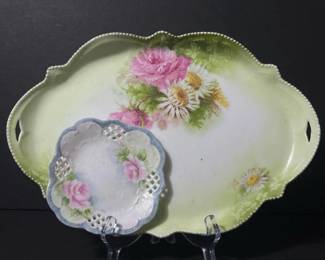 207 handpaintedgermanporcelaintrayretic