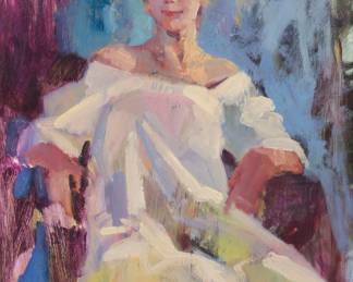 2106 Neil Boyle (1931-2006) Seated woman in white Oil on canvas Signed and inscribed lower right: Boyle BSWCA / AICA 20 x 16in Estimate: $300 - $500