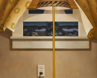 2389 Roger B. Sprague (1937-2010) "Lamp by Window," 1996 Oil on linen Signed lower right: R B Sprague; signed again with initials and dated, both verso: R B S / '96; titled in ink on the stretcher 24 x 16in Estimate: $600 - $800