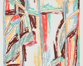 2265 Craig Kauffman (1932-2010) Untitled, 1981 Lithograph in colors on Twinrocker Handmade paper One of ten artist's proofs, aside from the edition of 45 Signed and inscribed in pencil in the lower margin: Craig Kauffman / AP. 1; Cirrus Editions, Los Angeles, CA, prntr., with their blindstamp, pencil work number "317c-ck81," and black ink stamp "Cirrus Editions © 1981," all verso Image: 14 1/4 x 9 3/4in (irreg.); Sheet: 20 1/2 x 16 3/4in Estimate: $300 - $500