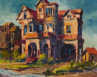 2124 Ben Abril (1923-1995) "Bunker Hill Castle" Oil on canvas Signed lower right: Ben Abril; titled in ink on the stretcher 16 x 20in Estimate: $500 - $700