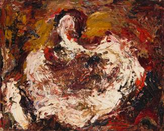 2381 Les Clark (1907-1979) Abstract composition Oil on canvas Signed lower right: Les Clark; inscribed "56-39" in pencil, verso 16 x 20in Estimate: $500 - $700