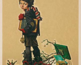 2230 After Norman Rockwell (1894-1978) "Back to School" Photomechanical reproduction, possibly collotype, in colors on Japon nacré paper An artist's proof, aside from the edition of unknown size Signed with the artist's name and inscribed "a/p" in pencil in the lower margin, possibly in another hand Image: 26 x 20in; Sight: 27 1/2 x 21 1/2in Estimate: $400 - $600