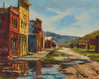 2125 Ben Abril (1923-1995) "Main Street - Bodie" Oil on canvas Signed lower right: Ben Abril; titled and inscribed "CW 1004" on the stretcher 20 x 30in Estimate: $600 - $800