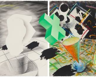 2168 Jayme Odgers (1939-2022) Untitled with plus sign Mixed media including ink, pastel, and pencil on paper Signed lower right: Jayme Odgers Image/Sheet: 30 x 44in (irregular) Estimate: $800 - $1,200
