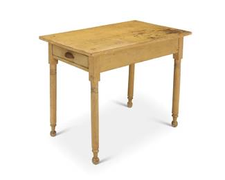 2165 An American painted pine table 20th century With opposed drawers, raised on turned legs 29.25" H x 36" W x 21.5" D Estimate: $400 - $600