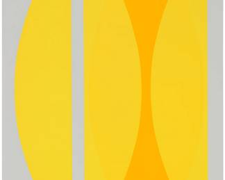 2258 Florence Arnold (1900-1994) Yellow abstract, circa 1970 Screenprint in colors on paper A bon á tirer impression, aside from the edition of unknown size Signed and inscribed "BAT" in pencil, verso: Florence Arnold; Cirrus Editions, Los Angeles, CA, prntr., with their light gray ink stamp and pencil work numbers "JRM 032-70-FA" and "27CS," all verso Image/Sheet: 24 1/8 x 18 1/8in Estimate: $300 - $500