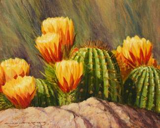 2089 Ralph Waterhouse (b. 1943) "Cactus Flower" Oil on canavsboard Signed lower left: Ralph Waterhouse; titled verso 8 x 10in Estimate: $150 - $250
