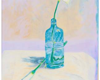 2090 José Jule (20th Century) "Flor de Amor," 2000 Acrylic on paper Signed and dated lower right: Jule / Feb 14 - 2000; signed and dated again, and titled, all verso Sight: 23 3/4 x 18 1/2in Estimate: $100 - $200