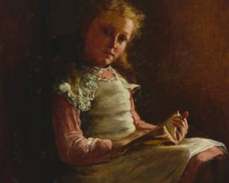 2110 20th Century American School Portrait of a young girl Oil on canvas laid to canvas Unsigned 30 x 25in Estimate: $300 - $500