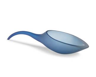 2292 A Roche Bobois art glass 'Palladio' bowl Late 20th/early 21st century Etched to underside: Palladio Roche Bobois The ovoid bowl with elongated tapered support 4.875" H x 30" W x 7.25" D Estimate: $100 - $200