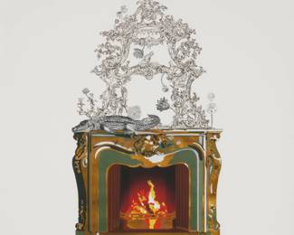 2301 Francesca Gabbiani (b. 1965) "Fireplace Mirror," 2010 Lithograph in colors on paper Edition: 2/500 Signed in ink on accompanying certificate of authenticity affixed to the frame's backing board: F. Gabbiani; numbered in pencil in the lower margin, at right; Art We Love, prntr. with their blindstamp in the margin, at left Image: 9 3/4 x 5 3/4in; Sight: 13 3/4 x 10 3/4in Estimate: $400 - $600
