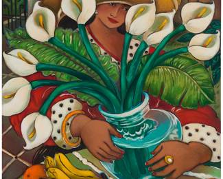 2397 Linda Carter Holman (20th/21st Century) "In a Clear Glass Vase," 1997 Oil on canvas Signed lower left: Carter Holman; signed, titled, dated, and inscribed verso 42 7/8 x 42in Estimate: $200 - $400