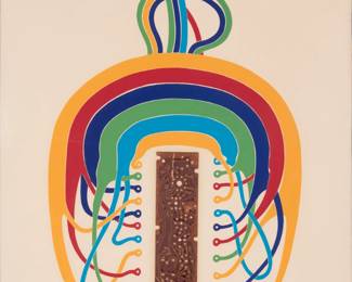 2330 Werner Pfeiffer (b. 1937) "Sprout," circa 1970s Screenprint in colors with embossing and mixed media collage on paper An artist's proof aside from the edition of 100 Signed, titled, and inscribed "A.P." in pencil in the lower margin Image: 23 1/2 x 14 1/2in; Sight: 30 x 20 1/4in Estimate: $200 - $300