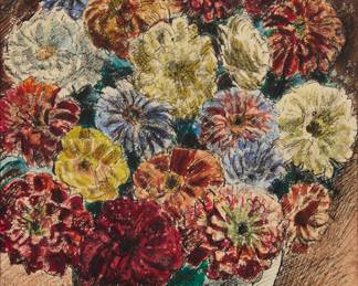 2394 Charles Tcherniawsky 1900-1976 Floral still life Watercolor and ink on paper Signed lower right: C. Tcherniawsky Sight: 12 3/4 x 9 3/4in Estimate: $500 - $700