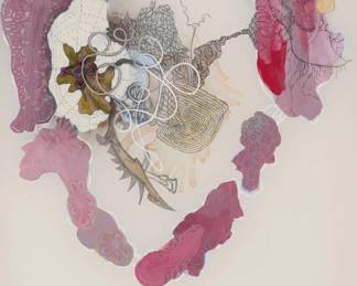 2175 Marc Pally (b. 1946) "Janus #37," 2004 Gouache, correction fluid, graphite, and ink on imitation vellum, double sided Signed, titled, and dated in pencil, lower left: Marc Pally / 2004 Sheet: 24 x 18in Estimate: $200 - $300
