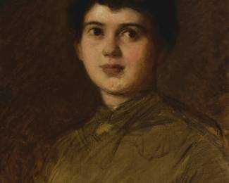 2111 Attributed to Franz von Lenbach (1836-1904) Portrait of a woman Oil on canvas laid to canvas Unsigned 19 1/2 x 15 1/2in Estimate: $200 - $300