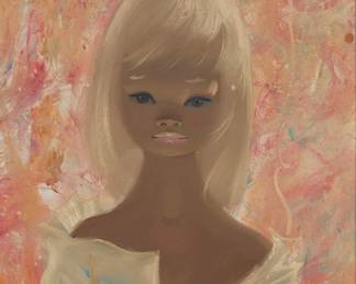 2107 Igor Pantuhoff (1911-1972) Portrait of a young woman Oil on canvas Signed lower right: Igor; inscribed "53042" and with a copyright ink stamp, verso 20 x 16in Estimate: $500 - $700