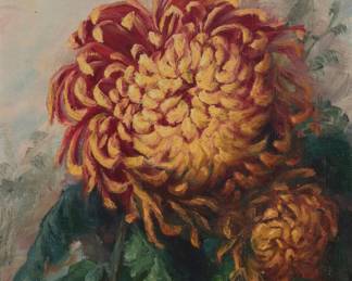 2398 Alice Gibson Hornby (1860-1960) Chrysanthemum Oil on canvas Signed lower right: A G Hornby 16 x 9in Estimate: $500 - $700