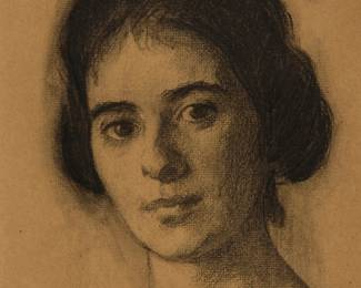 2082 Ivan Gregorewitch Olinsky (1878-1962) A portrait of a young lady Charcoal on paper Signed lower right: Ivan G. Olinsky Sight: 11.5 x 9.75in Estimate: $200 - $300