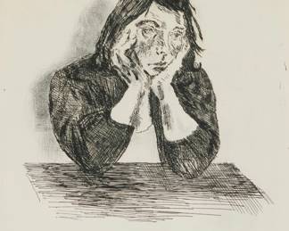 2294 Raphael Soyer (1899-1987) "Woman at Table," 1963-64 Etching on wove paper Edition: 80/85 Signed and numbered in pencil in the lower margin: Raphael Soyer; Emiliano Sorini, prntr. Plate: 10 x 7 3/5in; Sight: 11 x 8 3/4in Estimate: $300 - $500