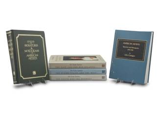 2245 Three American art hardcover reference books Three works: Gerdts, William H. "Art Across America: Two Centuries of Regional Painting 1710-1920." New York: Abbeville Press Publishers, 1990 First Edition in three volumes 3 pieces Castagno, John. "American Artists: Signatures and Monograms, 1800-1989." Lanham, MD: The Scarecrow Pree, Inc., 1990 Falk, Peter Hastings. "Dictionary of Signatures and Monograms of American Artists." Madison, CT: Sound View Press, 1988 5 pieces total Largest: 13.375" H x 11.5" W x 1.625" D Estimate: $200 - $400