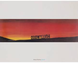 2363 After Ed Ruscha (b. 1937) "Back of Hollywood," 1968 (exhibition poster) Offset lithograph on glossy poster paper From the edition of unknown size and date Unsigned, as issued; Astrup Fearnley Museet, Oslo, Norway, pub. Sheet: 27 1/2 x 39 1/4in Estimate: $400 - $600