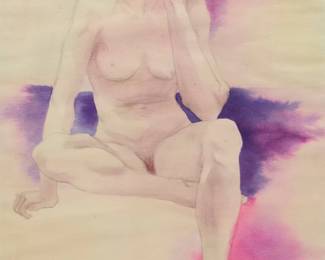 2372 Duval Eliot (1909-1990) Seated nude Watercolor and pencil on paper Signed in pencil lower right: Duval Eliot Sight: 22 3/4 x 17in Estimate: $400 - $600