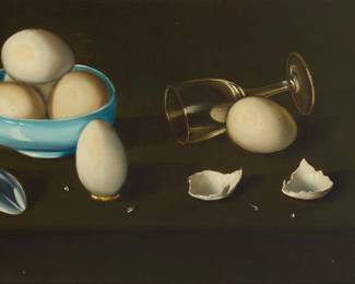 2058 Carlo Wahlbeck (b. 1933) Still life with eggs Oil on canvas Signed lower right: C. Wahlbeck 8 x 16in Estimate: $300 - $500