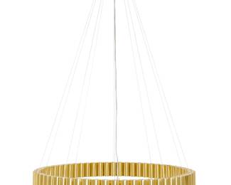 2319 A Lee Broom 'Carousel' XL pendant light Early 21st century With factory stamp to one light Comprising 60 gold-toned finished metal lights and conforming escutcheon joined by steel wires, electrified 62.5" H x 45.25" Dia. Estimate: $700 - $900