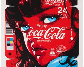 2336 Ben Frost (b. 1975) "Cola Girl," 2024 Giclee in colors on Moab Entrada paper Edition: 15/75 Signed and numbered in pencil in the lower margin: Ben Frost; Corey Helford, Los Angeles, CA, pub. Image: 20 x 20in; Sheet: 22 x 22in Estimate: $300 - $500