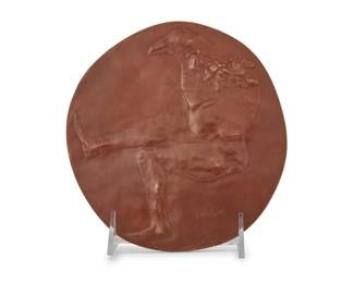 2183 Leonard Baskin (1922-2000) "Apollo," 1969 Patinated bronze Edition: 107/250 Signed and titled recto: BASKIN; impressed with edition, attribution, title, and date verso 6.875" H x 6.5" W x 0.375" D Estimate: $200 - $400