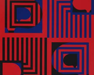 2204 Jesse Reichek (1916-2005) Geometric composition, 1971 Screenprint in colors on paper An artist's proof, aside from the edition of unknown size Signed, dated, and inscribed "a/p" in pencil in the lower right and lower left corners, respectively: Reichek '71 24 1/2 x 24 1/2in Estimate: $300 - $500