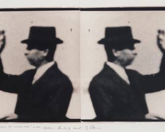 2217 Owen Alar and Allan Ludwig (20th Century) "The Shell Seekers: No. 1, The Looking Man," 1990 Toned silver print on paper Edition: 2/4 Signed, titled, dated, and numbered in pencil by both artists in the lower margin: Allan Ludwig and O. Alar / "The Shell Seekers: No. 1. The Looking Man" © 1990 Image: 7 1/4 x 14 1/8in; Sight: 8 1/2 x 15in Estimate: $200 - $300