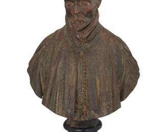 2409 An Italian patinated terracotta bust of Msgr. Pedro de Foix Montoya After Gian Lorenzo Bernini (1598-1680), late 19th/early 20th century Impressed verso: 86 / Manifattura di Signa 31.5" H x 22" W x 9" D Estimate: $700 - $900
