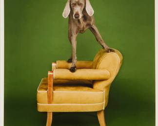 2303 William Wegman (b. 1943) "About Four Thirty," 1997 Archival pigment print on glossy paper Edition: 199/500 Signed in ink and numbered on the accompanying certificate of authenticity secured to the frame's backing paper: William Wegman; Jen Bekman, prntr. Image: 12 x 10in; Sight: 13 1/2 x 10 1/2in Estimate: $300 - $500