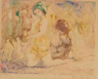 2134 William Henry Clapp (1879-1954) "Sun Maids," 1920 Monotype on paper Signed, titled, and dated in pencil in the lower margin: William H. Clapp 1920 Image: 8 x 10 in; Sight: 8 1/2 x 10 1/2in Estimate: $300 - $500