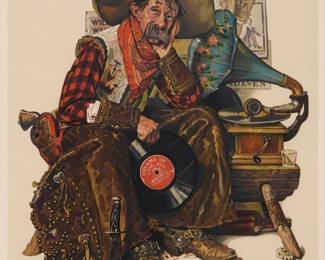 2228 After Norman Rockwell (1894-1978) "Dreams of Long Ago" Photomechanical reproduction, possibly collotype, in colors on paper Edition: 31/200 Signed with the artist's name and numbered in pencil in the lower margin, possibly in another hand Image: 27 x 20in; Sight: 28 x 21in Estimate: $700 - $900