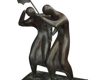 2053 Dina Melicov (1898-1969) Man and Woman with Umbrella, 1969 Patinated bronze Signed in the casting: Dina Melicov Overall: 21.25" H x 13.625" W x 6.25" D Estimate: $300 - $500