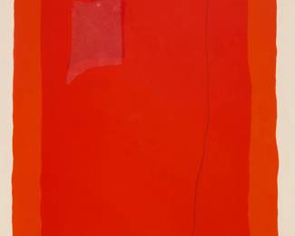 2329 Adja Yunkers (1900-1983) "Red Square," 1975 Screenprint in colors with collage and pencil embellishments on paper Edition: 15/40 Signed, titled, dated, and numbered in pencil in the lower margin: Adja Yunkers -75; with two unidentified blindstamps in the lower margin, at left Image: 17 x 14in; Sight: 25 x 20in Estimate: $200 - $300