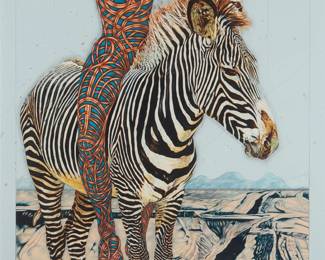 2068 Ralph Woehrman (b. 1940) "Neon Rider 2," 1979 Mixed media on board Signed and dated in pencil lower right: R. Woehrman 79; titled in pencil lower left Sight: 45 x 50in Estimate: $300 - $500