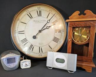 Mixed Clock  Audio Lot Sterling  Noble Wall Clock, Retro CD Player Alarm Clocks,  More