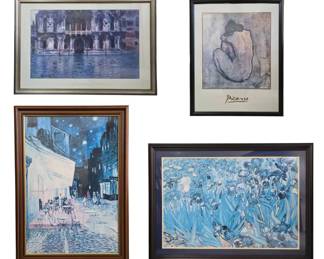 Four Framed Impressionist  Modern Art Exhibition Prints