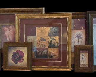 Botanical Art With Walnut  Embossed Gold Frames