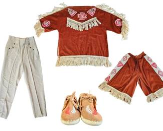Vintage 4Piece Custom Western Outfit  Panhandle Slim Pants And Corduroy Fringe Indian Outfit