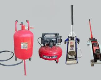 PorterCable, Racing Floor Jack, and Central Pneumatic Blaster
