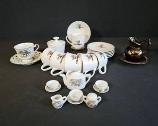 Vintage Collectible Tea  Coffee Set Lot  Cafe de Colombia, Miniature Japan Set, Travel Souvenirs