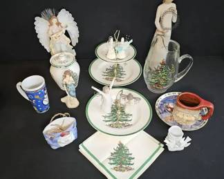 Vintage Spode Christmas Tree, Willow Tree,  Miscellaneous Holiday Decor Lot