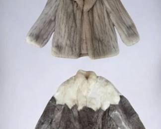 Elegant Vintage SAGA Fox Fur Jacket  TwoTone Rabbit Fur Jacket