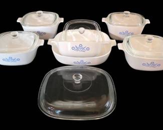 Vintage Corning Ware Blue Cornflower Dish Set with Lids